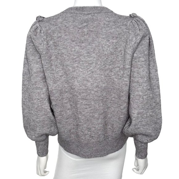 Anna Kay Wool-Blend Crewneck Ruffle Balloon Sleeve Sweater in Grey Women’s Sz M - Picture 5 of 15